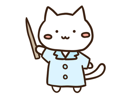 差し棒で処方薬の説明をする薬剤師ねこ 差し棒で処方薬の説明をする薬剤師ねこ 薬剤師,処方薬,説明,ねこ,かわいい,手書き,ゆるい,シンプル,デフォルメ,全身のイラスト素材
