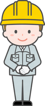 ミニ_単体_工事作業員の男性01 男性,大人,職業,仕事,作業員,工事,土木,建設,解体,作業着のイラスト素材