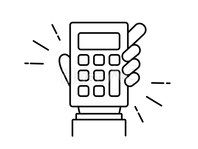 計算機を持つスーツを着た人物の手 計算機,電卓,ビジネスマンのイラスト素材