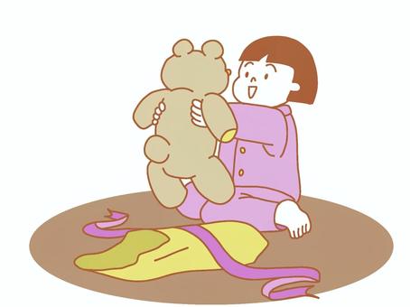 クリスマスプレゼントを開けた女の子 クリスマス,プレゼント,開ける,女の子,袋,リボン,嬉しい,かわいい,子供,おかっぱのイラスト素材