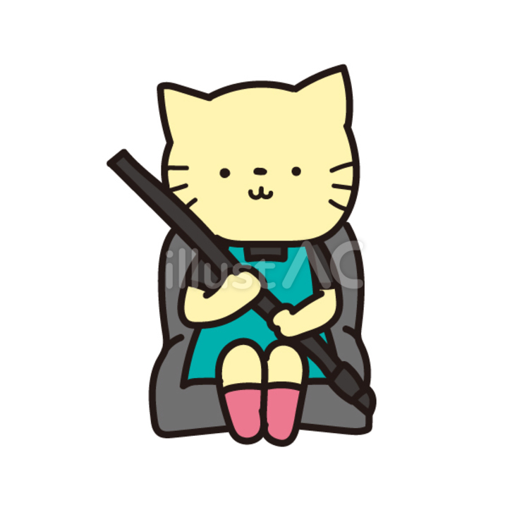 12月動物（ベルトの日、シートベルトする猫） 12月,動物,猫のイラスト素材