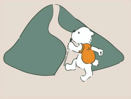 登山するシロクマ 登山,山,夏山,山登り,山の日,7月,8月,くま,しろくま,ハイキングのイラスト素材