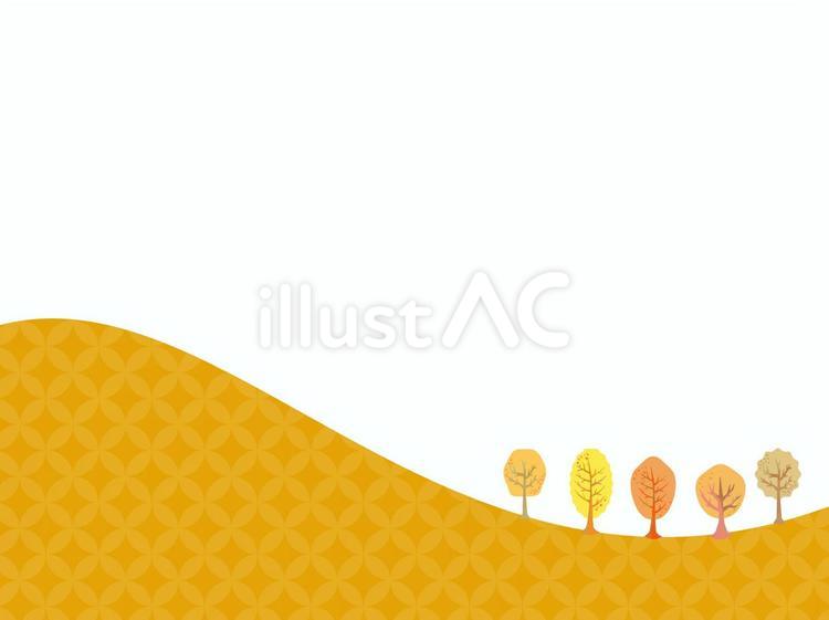 紅葉した木々と和柄の落ち着いたフレーム1 秋,紅葉,フレームのイラスト素材