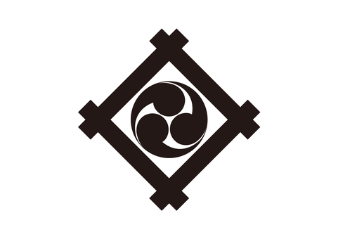 角立て井筒左三つ巴 井筒,立井筒,巴,井桁,格子,紋様,家紋,三つ巴,紋付,家系のイラスト素材