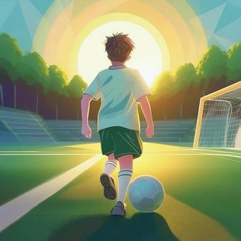 ゴールにボールを蹴ろうとしている少年 ゴールにボールを蹴ろうとしている少年 サッカー,ボール,少年のイラスト素材