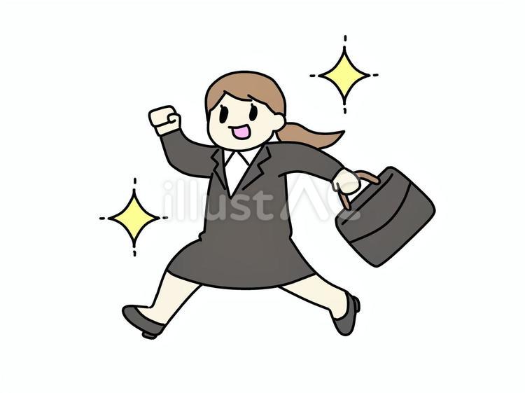 やる気がある会社員女性（スカート） やる気,元気,走るのイラスト素材
