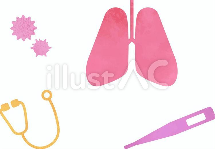 医療　水彩風 聴診器,体温計,水彩風のイラスト素材