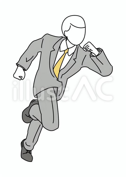 走るスーツ姿の男性1 走る,疾走,スーツのイラスト素材