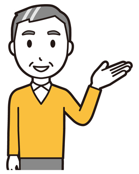  ニット中年男性(黄)-053-バスト