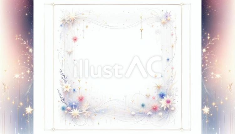星を使用したフレームのイラスト 背景,白,横長のイラスト素材