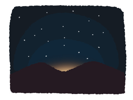 朝焼け 朝焼け,空,星,pop調,手描き,素材,商用可,無料,フリーのイラスト素材