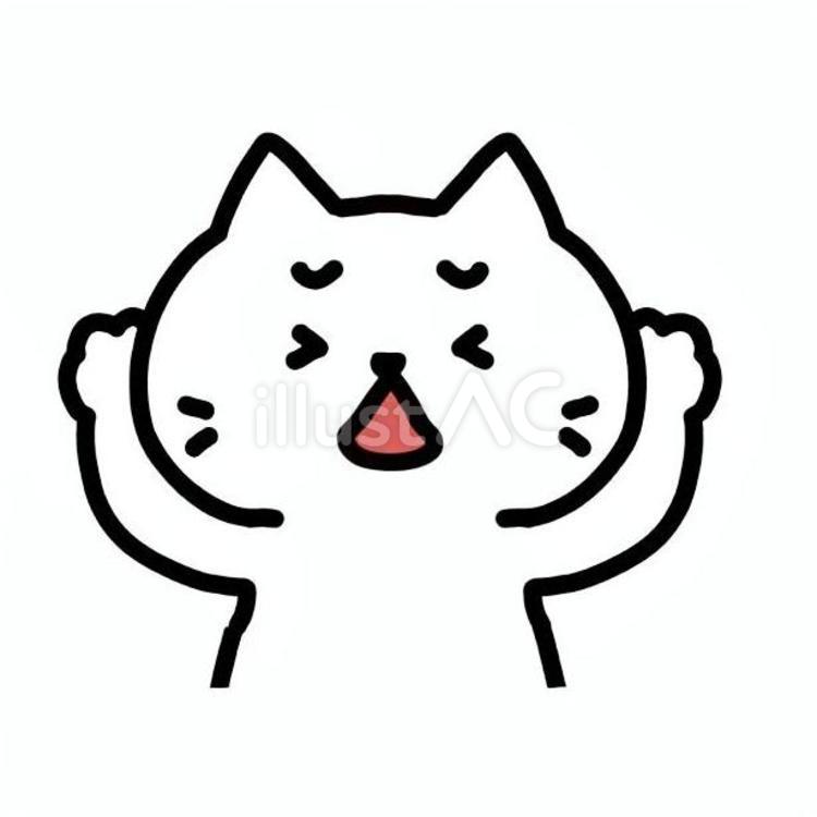 頭を抱えるねこ 猫,前足,顔のイラスト素材