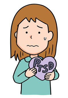 PTSDを抱える女性 ptsd,ストレス,心,女性,精神疾患,不安,怖い,心的外傷後ストレス障害,緊張,トラウマのイラスト素材