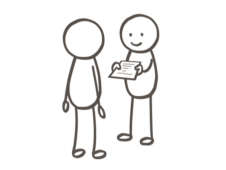 棒人間　書類を渡す人 棒人間,人,書類,提出,出す,渡す,紙,レポート,報告書,課題のイラスト素材