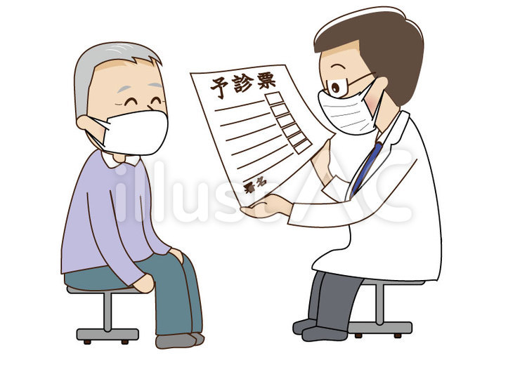 男性医師　予診票チェック 男性医師,男性,高齢者のイラスト素材