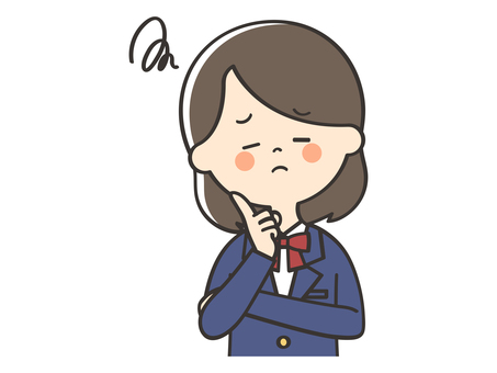 悩む女子学生 困る,不安,悩む,考える,わからない,迷う,心配,女の子,高校生,女子高校生のイラスト素材