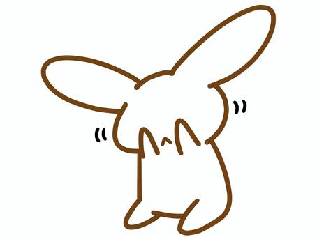 ゆるいうさぎくしくし うさぎ,兎,動物,キャラクター,マスコット,イラスト,手描き,手書き,白,ゆるいのイラスト素材