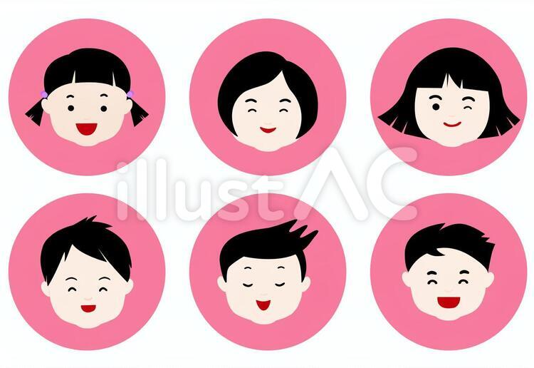 顔 顔,笑顔,シンプルのイラスト素材