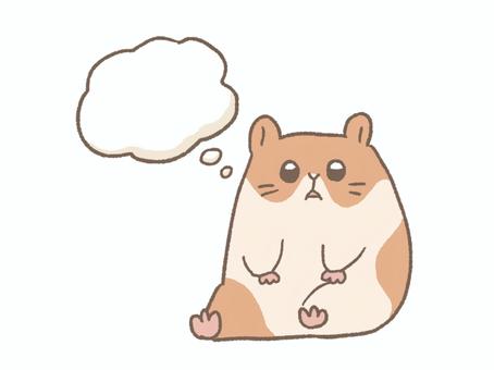 お座りハムスター　吹き出し ハムスター,お座り,吹き出し,動物,かわいい,癒し,手書き,クレヨン,水彩,色鉛筆のイラスト素材