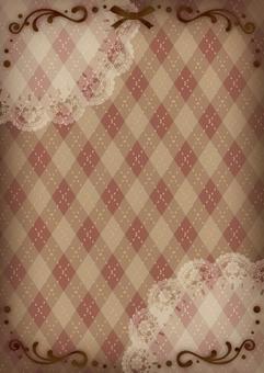 Check with round lace and decorative lines_Light brown, , JPG and AI