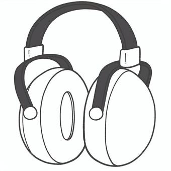 防音イヤーマフの白黒手描きイラスト イヤーマフ,発達障害,防音,聴覚過敏,騒音,聴覚,音,生活音,うるさい,ストレスのイラスト素材