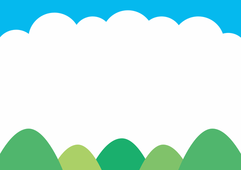 爽やかな青空と山の背景 山,背景,青空,壁紙,フレーム,枠,a4,コピースペース,余白,空のイラスト素材