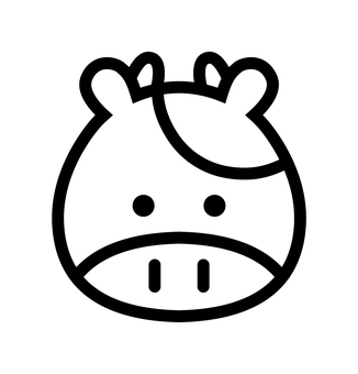 牛のイラストロゴマーク 牛,動物,牛肉,動物園,顔,キャラクター,かわいい,ロゴ,アイコン,シルエットのイラスト素材