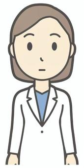  女性医師白衣-389-バスト ポカン,女医,医師,女性,白衣,スクラブ,医者,病院,医療,ドクターコートのイラスト素材
