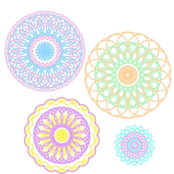 幾何学模様_花_カラフル カラフル,幾何学模様,模様,花,和風,洋風,ポップ,セットのイラスト素材