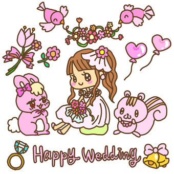 ハッピーウェディング！結婚祝いイラスト 結婚,婚約,結婚祝い,お祝い,おめでとう,ウェディング,花嫁,congratulations,wedding,幸せのイラスト素材