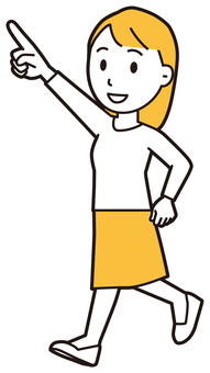  ロングヘア女性(黄)-341-全身 走る,女性,女の子,人物,かわいい,急ぐ,ランニング,運動,マラソン,ジョギングのイラスト素材