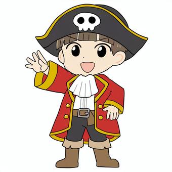 海賊の衣装を着た男の子（赤） 海賊,海賊帽,仮装,男の子,子ども,コスプレ,ハロウィン,少年,かわいいのイラスト素材