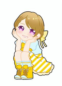 黄色担当 黄色担当,推し活,アイドル,ショートカット,推しのイラスト素材