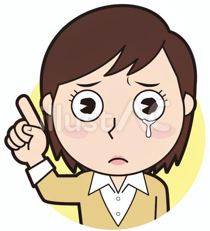 指差し女性教員（泣く） 指差し,チェック,ポイントのイラスト素材