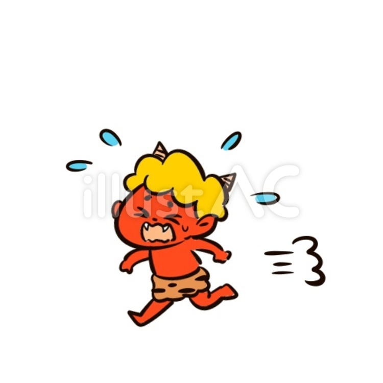 節分 節分,鬼,逃げるのイラスト素材