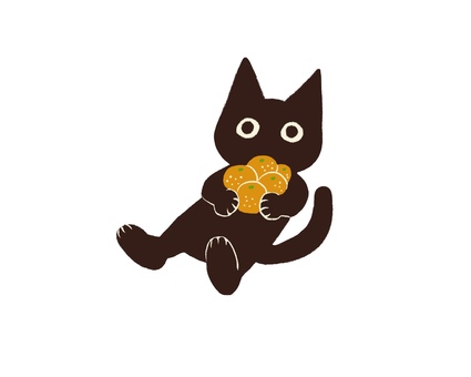 黒ねこ11 黒猫,動物,ネコ,ペット,手書き,ナチュラル,冬,みかんのイラスト素材