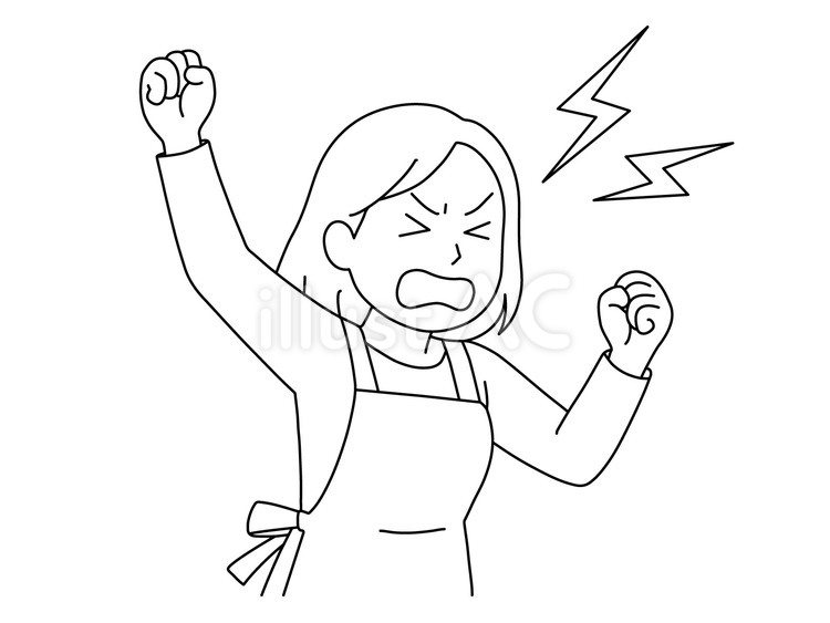 怒り心頭で感情をぶつける主婦 主婦,女性,人間のイラスト素材