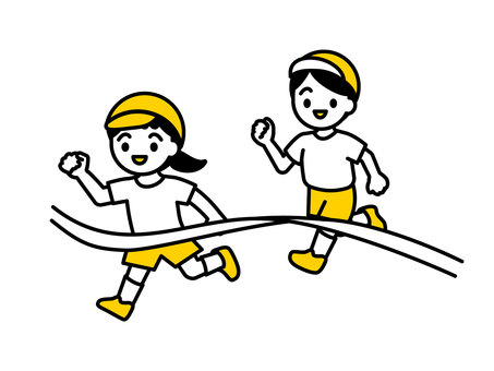体操着着て走る子ども02 人物,子ども,保育園,幼稚園,こども園,小学校,園児,児童,運動,スポーツのイラスト素材