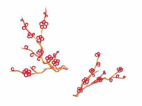 梅の水彩イラスト 梅,梅の花,梅の木,枝,水彩,グラデーション,挿絵,印象的,綺麗,オシャレのイラスト素材