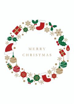 クリスマスリース4199 クリスマス,リース,フレーム,枠,クリスマスカード,ポストカード,雪の結晶,背景,冬,飾りのイラスト素材