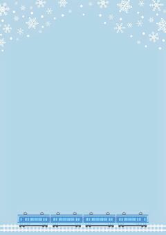 雪の中を列車（横向き）が走る冬の縦背景1 冬,電車,背景,縦,旅行,雪,4両,横,横向き,列車のイラスト素材