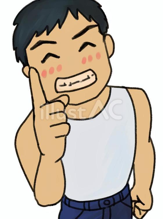 ひみつにしてくれる？　照れ隠し 照れ笑い,指立て,黒髪のイラスト素材