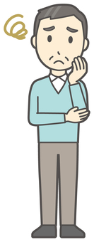 ニット中年男性-286-全身  ニット中年男性-286-全身 困った,おじさん,男性,中年,お父さん,パパ,シニア,ミドルエイジ,人物,かわいいのイラスト素材