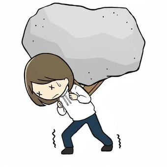 重荷を背負う若い女性 重荷,背負う,重圧,プレッシャー,責任,重たい,女性,若者,学生,人物のイラスト素材