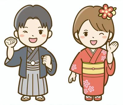 着物姿の子供たち_25 子供,男の子,女の子,子ども,正月,お正月,新年,年賀状,年賀状素材,素材のイラスト素材