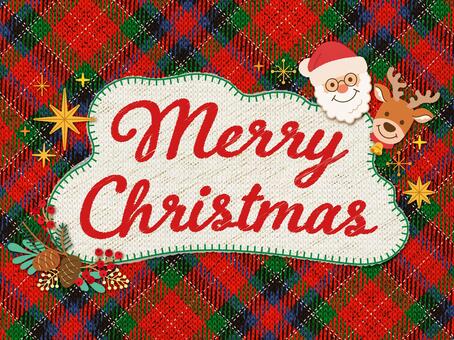 メリークリスマスのタイトルワッペン merrychristmas,メリークリスマス,タイトル,タータンチェック,ワッペン,刺繍,見出し,あしらい,アイキャッチ,文字のイラスト素材