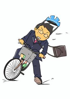 自転車でドリフトするサラリーマン 自転車,ドリフト,チャリンコ,サラリーマン,男性,危険,運転,パパ,遅刻,お迎えのイラスト素材