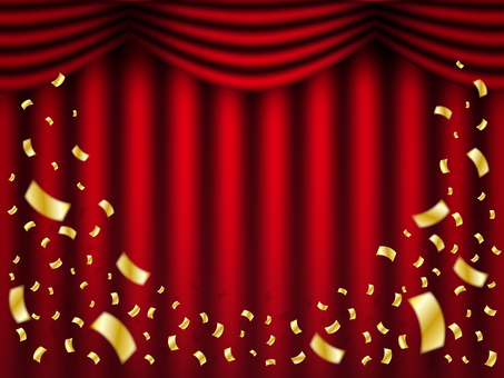 赤いカーテンの背景 金色の紙吹雪 カーテン,赤,背景,ステージ,ランキング,アワード,クリスマス,正月,お正月,フレームのイラスト素材