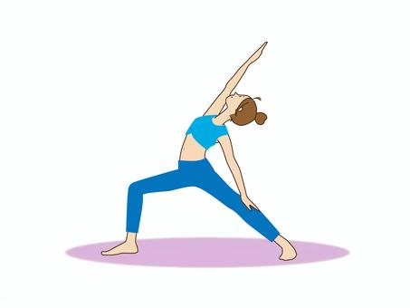 ヨガ　リバースウォーリア ヨガ,戦士のポーズ,女性,フィットネス,インストラクター,運動,健康,ヨガウェア,リバースウォーリア,ブルーのイラスト素材