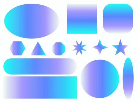 水色のグラデーションフレームセット-18 フレーム,吹き出し,見出し,タイトル,円,楕円形,四角形,長方形,正方形,三角形のイラスト素材
